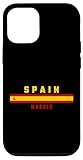 Carcasa para iPhone 12/12 Pro Bandera española con texto ESPAÑA-MADRID en mayúsculas