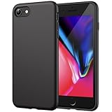 JETech Funda de Silicona Compatible iPhone SE 3/2 (Modelo 2022/2020), iPhone 8 y iPhone 7, 4,7', Sedoso-Tacto Suave, Cubierta a Prueba de Golpes con Forro de Microfibra (Negro)