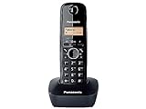 Panasonic KX-TG1611SPH Teléfono Inalámbrico Digital DECT, Unidad Base y 1 Auricular, Identificador De Llamadas, Batería Larga Duración, Pantalla LCD, Agenda, Rellamada, Despertador, Negro