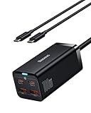 Baseus Cargador USB C 100W, 4 Puertos PD PPS Cargador Carga Rápida GAN Cargador Tipo C Carga Rapida Compatible con MacBook Pro/Air, Laptop, iPhone 15/14/13/12, iPad Pro, Samsung Galaxy S24 Ultra