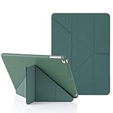 MuyDoux Funda Origami para iPad 9,7 Pulgadas 6ª/5ª Generación (2018/2017), y Compatible con iPad Air 1 (2013) / iPad Air 2 (2014), 5 en 1 Múltiples Ángulos de Visión, Auto Sueño/Estela, Verde Pino