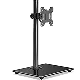 BONTEC Soporte Monitor de Brazo Único para Pantalla de 13-32 Pulgadas, Soporte para Monitor con Giratorio de Inclinación y Ajustable en Altura, hasta 10 kg, Base de Vidrio Templado, VESA 75/100 mm