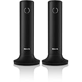 Philips M4502B/34 - Teléfono Fijo Inalámbrico, Pantralla 1,6'', Pantalla LCD, Retroiluminación, Altavoz Integrado, Manos Libres, HQ- Sound, Delgado y Compacto - Negro (Compatible: ES, IT, FR)