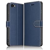 ELESNOW Funda iPhone SE 2022 / iPhone SE 2020 / iPhone 8 / iPhone 7-4.7', Cuero Billetera Tarjetero Tapa Flip Protectora Carcasa Magnético para Apple iPhone SE 2022 / SE 2020/8 / 7 (Azul Marino)