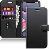 JETech Funda Billetera para iPhone 11 6,1 Pulgadass, Carcasa Cartera Flip Magnética de Cuero PU Antigolpes, con Tarjetero y Función de Soporte (Negro)