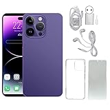 I14pro MAX Teléfono Celular, 6.1in 1440X3040 HD Face Recognition Smartphone, 4GB RAM + 64GB ROM, Dual SIM, 8MP Front + 16MP Rear Camera, 7000mAh Battery WiFi Mobile Phone Purple