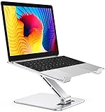 Glangeh Soporte Portatil Mesa, Ergonómico Elevador Portatil de Aluminio Ajustable y Plegable, Estable Ventilado Laptop Stand Compatible con MacBook Air Pro Samsung DELL Sony HP Lenovo 10-16” (Plata)