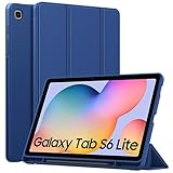 MoKo Funda para Samsung Galaxy Tab S6 Lite 10,4 Pulgadas 2024/2022/2020 con Soporte para Lápiz, Funda Protectora con Soporte Plegable Carcasa de TPU Blanda con Auto Activación/Reposo, Azul Marino