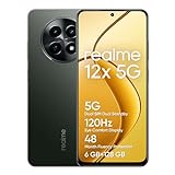 realme Teléfono Móvil 12x 5G 6+128GB, Procesador 5G de 6 NM, Cámara con IA de 50 MP, Diseño Ultrafino de 7,89 mm, Gran batería de 5000 mAh, NFC, Negro Brillante, no Incluye Adaptador