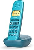 Gigaset A170, Teléfono Fijo DECT Inalámbrico, Pantalla Gráfica Iluminada, Agenda de 50 Contactos, Fácil de Usar, Modo ECO, Instalación Sencilla, Color Azul