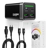 DEKO Cargador USB C 65W 2X Doble USB C 2X USB A de Escritorio - Cargador USB C Carga Rapida con Cable USB C 100W - Rapido Fast USB C GAN Charger PD - Compatible con Laptop, MacBook, iPhone, Samsung