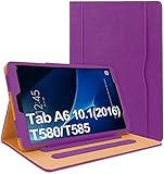 Danycase Funda para Samsung Galaxy Tab A 10.1 SM-T580/T585, Funda de Cuero PU para Galaxy Tab A 10.1 2016 Vesion, con Bolsillo y Múltiples Ángulos de Visión (Morado)