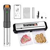 INKBIRD - Set de WiFi para cocina al vacío: ISV-200 W termoinmersión + INK-VS01 PowerVac máquina al vacío alimentario, precisión 0,1 ℃ temporizador + recetas, modo seco/húmedo, cortador integrado,