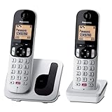 Panasonic KX-TGC252SPS Teléfono Inalámbrico Digital, Unidad Base y 2 Auriculares, Identificador y Bloqueo de Llamadas, Altavoz, Modo Ecológico, Reloj Despertador Evolucionado, Pantalla LCD, Plateado