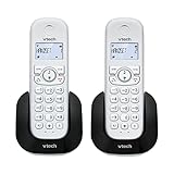 VTech CS1501 Teléfono inalámbrico casa duo, DECT Con doble carga Teléfono Fijo Escucha extra fuerte Manos Libres Bloqueo y identificador de llamadas Pantalla y teclado retroiluminados Blanco