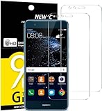 NEW'C 2 Piezas, Protector Pantalla para Huawei P10 Lite, Cristal templado Antiarañazos, Antihuellas, Sin Burbujas, Dureza 9H, 0.33 mm Ultra Transparente, Ultra Resistente