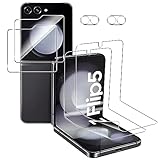 Fitudoos Compatible con Samsung Galaxy Z Flip 5 suave Protector de Pantalla 2 Piezas+2 Piezas Cristal Templado + cámara Cristal Templado 2 Piezas, HD Transparente, alta Sensibilidad al Tacto.