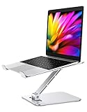 Babacom Soporte Portatil Mesa Plegable, Elevador Laptop Stand con Altura Ajustable, Soporte Mesa Ordenador Portátil de Aleación Aluminio Ventilado Compatible con MacBook Lenovo PC 10-16' (Plateado)