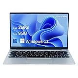 Auusda Ordenador portátil Windows 11Pro de 14,1 Pulgadas, 8 GB de RAM de 256 GB, SSD ROM, Ultrafino Ultrabook, HDMI, USB 3.0, Doble Banda WiFi, Almacenamiento expandible