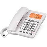 SPC Office ID 2 - Teléfono Fijo con Pantalla iluminada, 4 memorias directas y 10 indirectas, 2 Niveles de Timbre, identificador de Llamadas, señal Luminosa, Manos Libres, sobremesa o Pared – Blanco