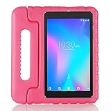 Funda para tablet Alcatel Joy 3T de 8 pulgadas, ligera, de EVA, a prueba de golpes, con asa convertible, soporte para Alcatel Joy 3T de 8 pulgadas, color rojo rosa