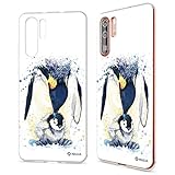 NALIA Carcasa Compatible con Huawei P30 Pro, Motivo Funda Ultra-Fina Silicona Movil Protectora Estuche, Delgado Transparente Goma Cubierta Telefono Bumper Cover Case, Designs:Madre de pingüino