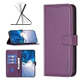 ATISIJIE para Huawei P Smart 2020/2021/2019 Funda,Premium Leather PU Billetera Carcasa Libro de Cuero,con[Ranuras y Tarjetas][Cierre Magnético][Funda movil] Flip Protector Telefono-Morado Oscuro