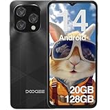 DOOGEE N55 Plus Teléfono Móvil 6,56 Pulgadas HD+ 90Hz, Android 14 Smartphone con 20GB RAM + 128GB ROM, Octa-Core Telefonos Moviles Libres, Telefono Dual 4G Nano SIM, 5150mAh, Desbloqueo Facial, Negro