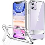 JETech Funda Compatible con iPhone 11 6,1 Pulgadas con Soporte, Soporte Carga Inalámbrica, Slim Antigolpes Bumper Teléfono Carcasa, Soporte Metálico de 3 Vías (Transparente)