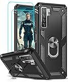 LeYi - Carcasa para Huawei P40 Lite 5G con [2 Vidrio Templado], Anillo Soporte Militar anticaída Reforzado Defensa antigolpes TPU y PC rígida Funda Protectora para Huawei P40 Lite 5G, Color Negro