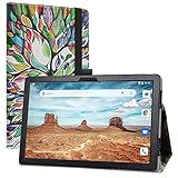 Labanem Funda para Alcatel 3T, Slim Fit Carcasa de Cuero Sintético con Función de Soporte Folio Case para 10' Alcatel 3T 10 8094X 4G Tablet - Love Tree