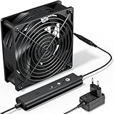 upHere Ventilador de PC de 220 V CA, doble rodamiento de bolas con 5 ajustables, ventilador de PC con control de velocidad CA, ventilador CC de 12 V para PC portátil, 120 x 38 mm, D1K1