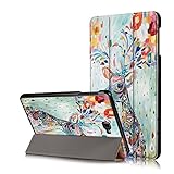 Xuanbeier Funda Compatible con Samsung Galaxy Tab A 10.1 SM-T580 T585 (Tab A6) con Soporte Función Auto-Sueño/Estela,Ciervo