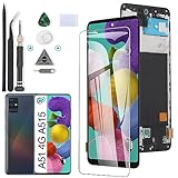 RongZy para Samsung Galaxy A51 4G Reemplazo de Pantalla Táctil LCD + Compatible con Samsung Galaxy A51 A515 el Kit de Herramientas de la Pantalla de Montaje del Teléfono(6.5'',ccon Marco)