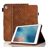 Funda para iPad Pro 9.7 2016 (Modelo: A1673 A1674 A1675) Funda de piel premium Smart Case con ranura para tarjetas de encendido y apagado automático, soporte multiángulo para iPad Pro 9.7 2016, marrón