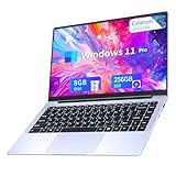 Ordenador Portátil Win11 Pro Celeron J4125 PC Portátil 14.1 Pulgadas FHD Pantalla IPS (8GB LPDDR4 RAM 256GB SSD Laptop), PC Portatil Convertible 180°, BT5.0, USB3.0, Protege el teclado español