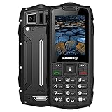 HAMMER H Basalt, Robusto, Mega batería de 1800 mAh, 2.4', Resistente al Agua (IP68), a Prueba de Golpes, Linterna, Dual-SIM, Bluetooth, teléfono Celular con Botones Multitool, Negro